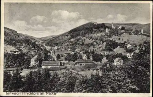 Ak Hirschhorn am Neckar Hessen, Luftkurort  Landschaft mit Bergen und Kirche, Häuser