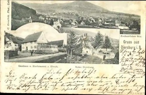 Ak Diersburg Hohberg im Schwarzwald Baden, Gasthaus, Bierbrauerei, Ruine Diersburg