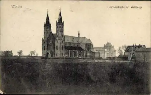 Ak Worms am Rhein, Liebfrauenkirche, Weinberge,  
