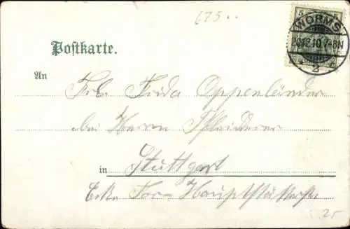 Ak Worms am Rhein, Eisenbahnbrücke