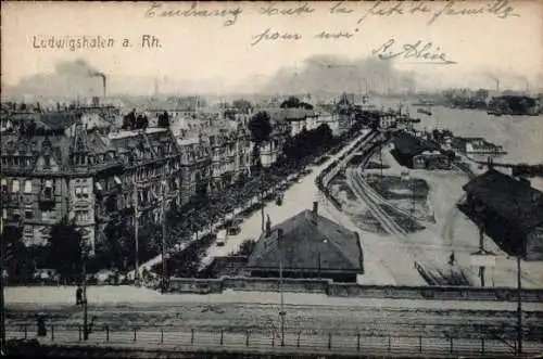 Ak Ludwigshafen am Rhein, Stadtansicht, Anlagen, Häuser, Straßen, Rhein