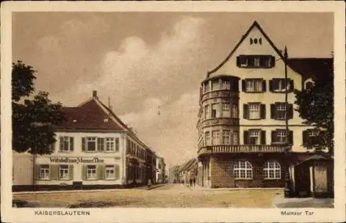 Ak Kaiserslautern in der Pfalz, Häuserfront, Mainzer Tor, Wirtschaft zum Manzer Thor