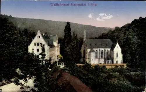 Ak Marienthal Ostritz in Sachsen, Wallfahrtsort mit Kirche, Hügel, Bäume,  Gebäude