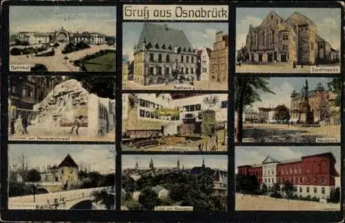 Ak Osnabrück in Niedersachsen,  mit 10 Ansichten der Stadt, Baustile, Sehenswürdigkeiten
