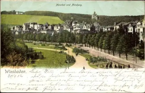 Ak Wiesbaden in Hessen, Nerotal und Neroberg