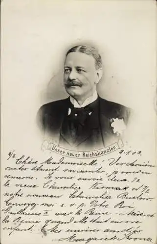 Foto Ak Generaloberst Karl von Bülow, Reichskanzler, Portrait