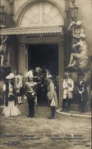 Ak Eitel Friedrich Prinz von Preußen, Adalbert Prinz von Preußen, Kaiser Wilhelm II.