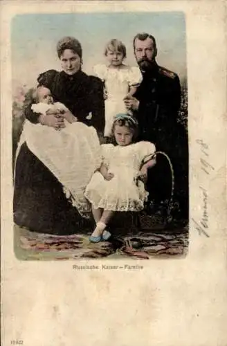 Ak Zar Nikolaus II. von Russland mit Familie