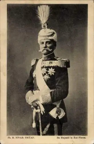 Ak König Peter I. von Serbien, Portrait