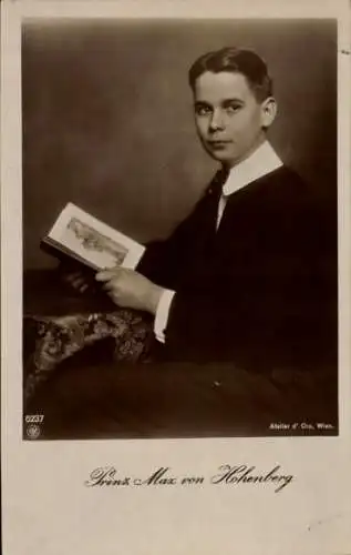 Ak Prinz Max von Hohenberg, Portrait, Adel Österreich