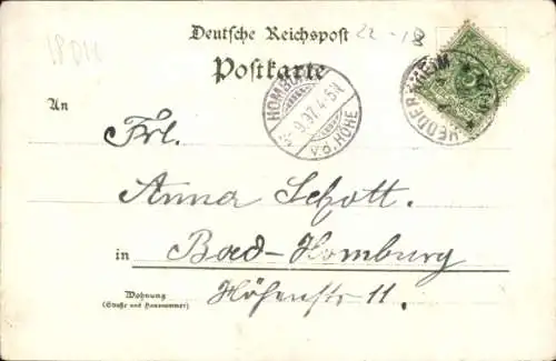 Litho Kaiser Wilhelm II. zu Pferd, Erinnerung an die großen Kaisermanöver, Bayern, Preußen, 1897