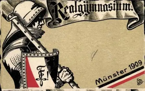 Studentika Ak Münster in Westfalen, Realgymnasium 1909