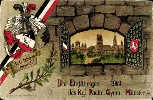 Studentika Litho Münster in Westfalen, Die Einjährigen des Kgl. Paulin. Gymnasiums, 1909