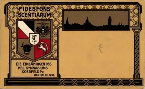 Studentika Ak Coesfeld im Münsterland Westfalen, Einjährigen des kgl. Gymnasiums 1910