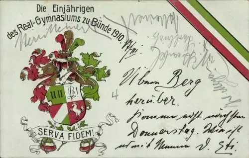 Studentika Ak Bünde in Westfalen, Die Einjährigen des Real-Gymnasiums 1910