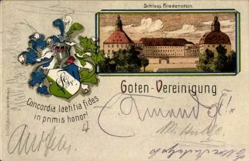 Studentika Litho Gotha in Thüringen, Schloss Friedenstein, Concordia laetitia fides in primis honor