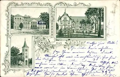 Litho Halchter Wolfenbüttel in Niedersachsen, Teilansichten, Kirche