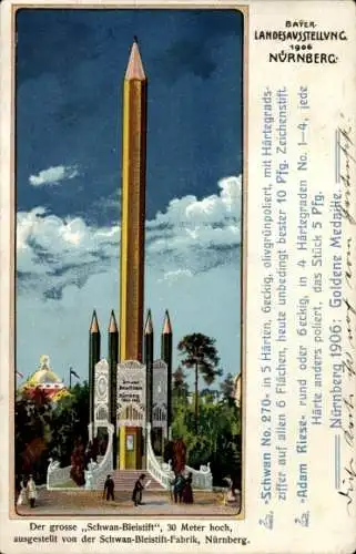 Litho Nürnberg in Mittelfranken, Schwan-Bleistift-Fabrik, Reklame, Landesausstellung 1906