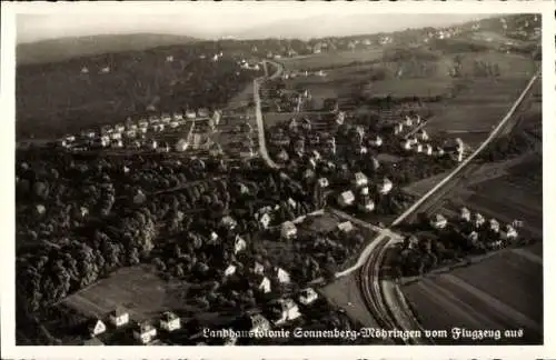 Ak Möhringen Stuttgart in Württemberg, Luftaufnahme von  Wohngebiete, Landschaft, Bahnhof