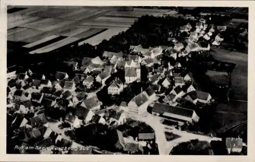 Ak Rot am See Württemberg, Luftaufnahme von  Häuser, Felder, Bäume