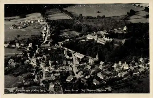 Ak Herdringen Arnsberg im Sauerland, Fliegeraufnahme