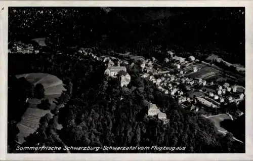 Ak Schwarzburg in Thüringen, Fliegeraufnahme, Schwarzatal