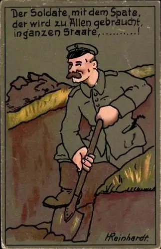 Künstler Ak Reinhardt, Soldat mit Spaten