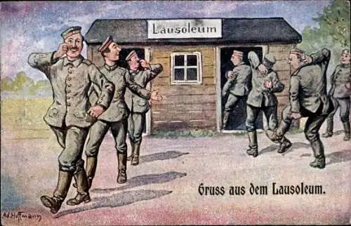 Künstler Ak Hoffmann, Ad., Lausoleum, Glückliche Soldat, Entlausung