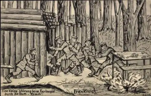 Ak Kleine Störung beim Kartenspiel, Deutsche Soldaten, Soldatenleben