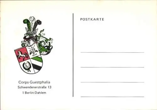 Studentika Ak Berlin, Corps Guestphalia, Schwendener Str. 13 Dahlem, KSCV, Wappen