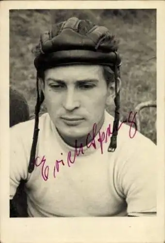 Foto Deutscher Radrennfahrer Erich Spring, Portrait, Autogramm