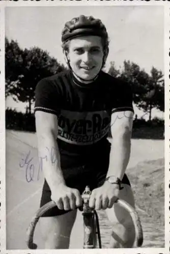 Foto Deutscher Radrennfahrer Erich Spring, Portrait, Autogramm