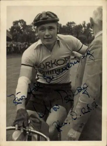 Foto Deutscher Radrennfahrer Otto Ziege, Portrait, Autogramm