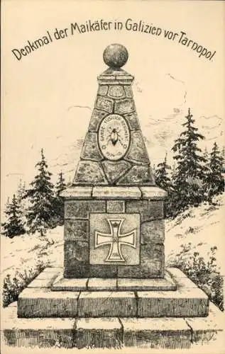 Ak Ternopil Tarnopol Ukraine, Denkmal der Maikäfer, monumentales Denkmal, Steinstruktur