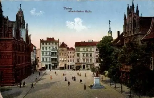 Ak Toruń Thorn Westpreußen, Altstädtischer Markt,  Architektur, Personen, Stadtszene