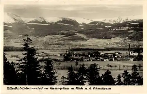 Ak Mysłakowice Zillerthal Erdmannsdorf in Schlesien, Gesamtansicht, Schneekoppe