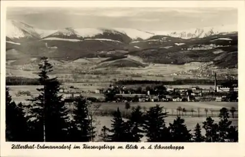 Ak Mysłakowice Zillerthal Erdmannsdorf Riesengebirge Schlesien, Gesamtansicht, Schneekoppe