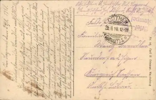 Ak Cöthen Köthen in Anhalt, Holzmarkt,  Gebäude, Brunnen, Straßenszene