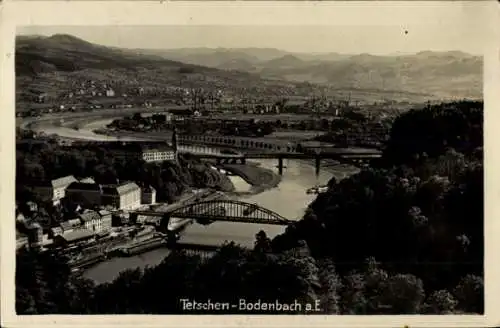 Ak Děčín Tetschen Bodenbach Elbe Region Aussig, Panorama vom Ort