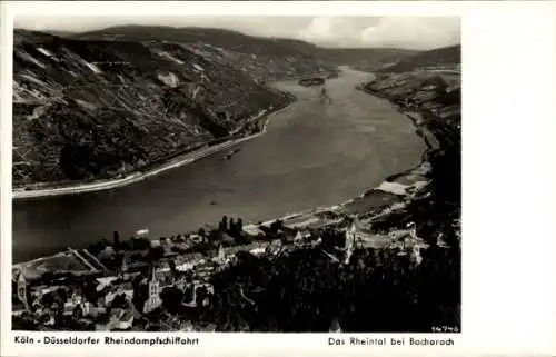 Ak Bacharach am Rhein, Köln - Düsseldorfer Rheindampfschiffahrt, Das Rheintal bei Bacharach