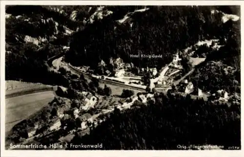 Ak Hölle Naila in Oberfranken, Fliegeraufnahme, Blick ins Höllental