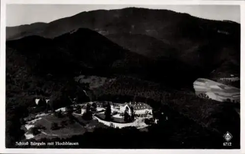 Ak Obereggenen Schliengen im Schwarzwald, Schloss Bürgeln, Fliegeraufnahme, Blauen
