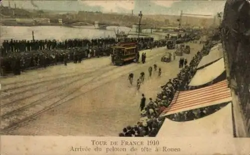 CPA Tour de France, Arrivee du peleton de tete a Rouen, 1910