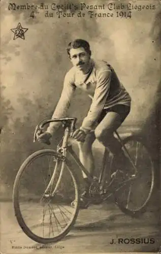 Ak Tour de France 1914, Radrennfahrer J. Rossius