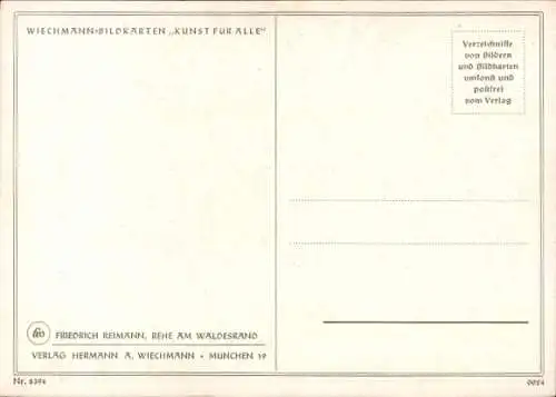 Künstler Ak Reimann, Friedrich, Rehe am Waldesrand