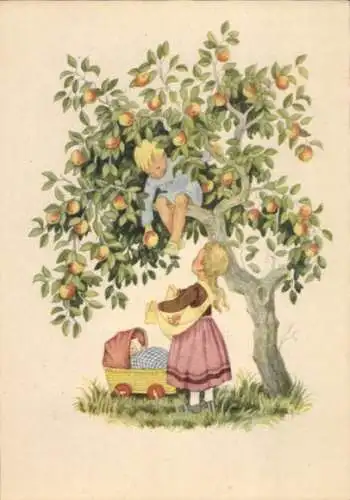 Künstler Ak Heinsohn, H. W., Apfelernte