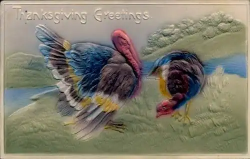 Präge Ak Glückwunsch Thanksgiving, Truthahn
