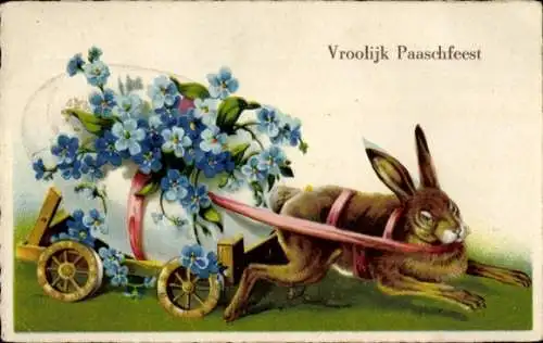 Ak Glückwunsch Ostern, Osterhase, Osterei, Vergissmeinnicht