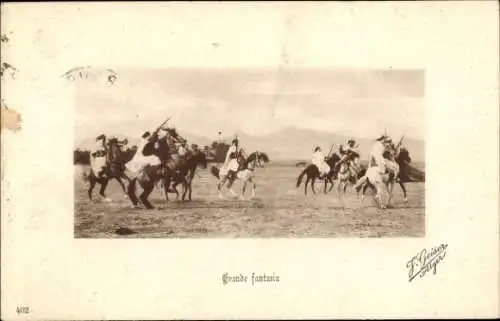 Ak Grande fantasia, Reiter mit Gewehren