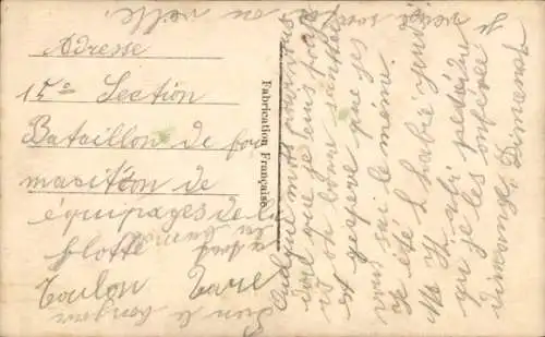 Ak Französischer Matrose, Doppeldecker, Schiff